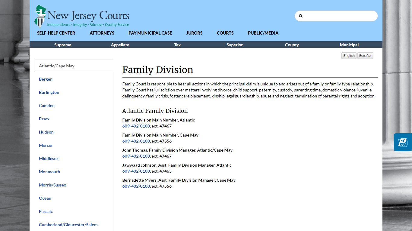 Family Division - New Jersey Superior Court